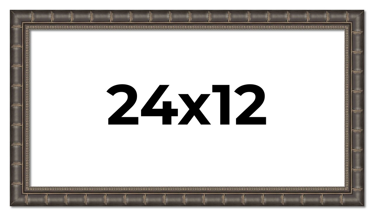 24x12 Modern Bamboo Picture Frame with UV-Resistant Acrylic & Acid Free Backing, Available in 5 Finishes - Gold, Silver, Brown, Black, and Natural